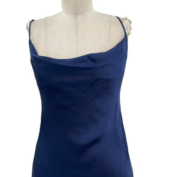 Aritzia Wilfred Only Ruched Slip Dress Mini Sleeveless Navy Blue Size XS - Picture 3 of 13